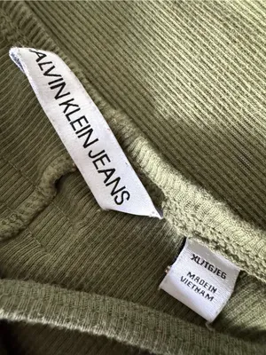 Calvin Klein Olive Green Midi Ribbed Cotton Slip Dress - S/M thumbnail 7