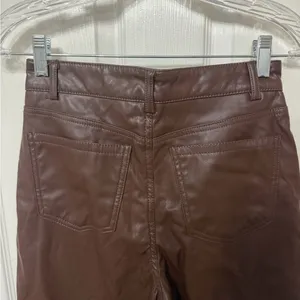 NWT GARAGE‎ Faux Leather Straight Leg Pants armadillo brown size small thumbnail 7