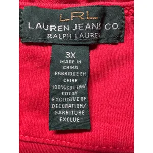 LRL Ralph Lauren‎ Jeans Co Red V Neck Short Sleeve T Shirt Top Plus Size 3X thumbnail 9