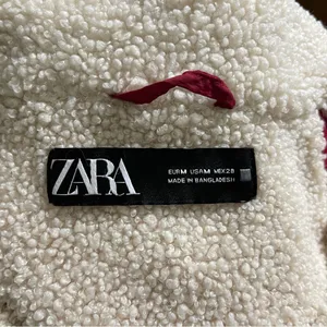 Zara Cropped Shearling Retro Colorblock Jacket M thumbnail 11