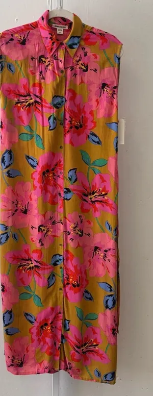 NWT Billabong Hawaiian Floral Sleeveless‎ Shift Midi Dress Small JD011BLN thumbnail 1