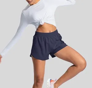 Navy Athletic High Waisted Running Shorts Blue thumbnail 1