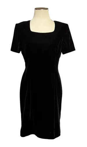 Talbots Short Sleeve Mini Dress Black Velvet 10 thumbnail 1