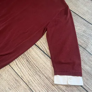 Vintage 90s Academia Sweater‎ Top Womens Small Red Knit Preppy Fall Collared Y2k thumbnail 7