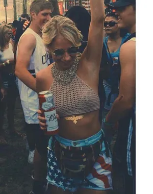 Crochet Crop Top Tan Size XS thumbnail 3
