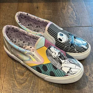 Nightmare Before Christmas Women's 7 1/2 Slip‎ On Shoes Jack and Sally Disney thumbnail 1