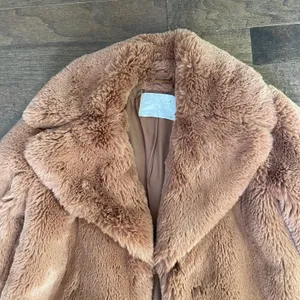 Zara outerwear soft brown fluffy faux fur coat jacket thumbnail 6