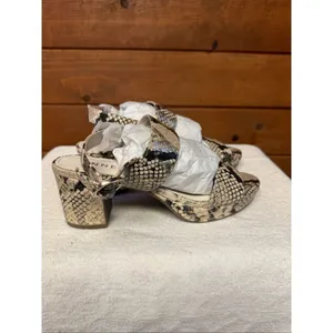 Anne Klein faux leather snakeskin block heel sandals Sz 7.5 NIB thumbnail 2
