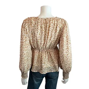 Blu Pepper Floral Peplum Cottagecore Boho Coquette Fairycore V Neck Ruffle Top S thumbnail 4
