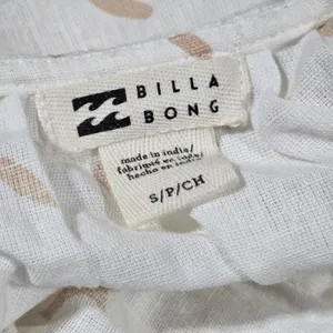 Billabong Womens White Abstract Floral Print Crop Top Tank‎ S Cotton Linen thumbnail 4