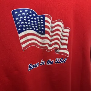 Vintage XL Sweatshirt Red‎ Long Sleeve Born in the USA Fruit of the Loom Heavy thumbnail 2