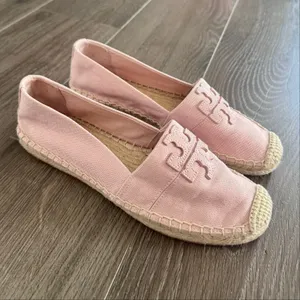 Tory Burch Weston Espadrilles Canvas Flat Seashell Pink Resort Summer Women Sz 7 thumbnail 7