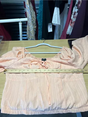Forever 21 Peach Textured Tie-Front Crop Top Boho Peasant Cottagecore‎ thumbnail 12
