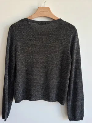 Zara Black Silver Metallic Knit Cardigan Statement Buttons Size L thumbnail 5