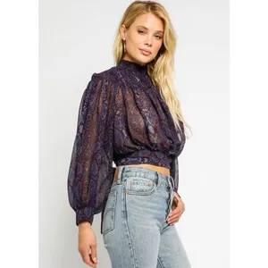✨Vici Elena Sheer Mock Neck Sz Medium Blouse✨ thumbnail 3