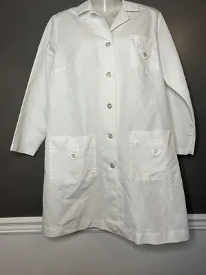 Angelica Lab Coat Mens 34 Large White Long Sleeve 3 Pocket Medical Jacket Unisex thumbnail 2