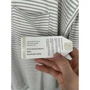 Softies Dream Jersey Grey Stripe Cap Sleeve Crew Tee Capri Matching Lounge Set S thumbnail 4