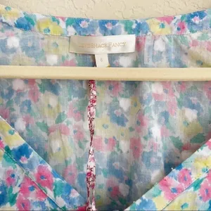 NWT‎ LOVESHACKFANCY Hutchinson Floral Midi Dress Rainbow Blast blue pink v neck thumbnail 7