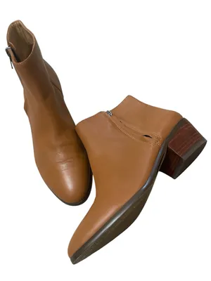 J. Crew Tan Leather Block Heel Ankle Boots thumbnail 1