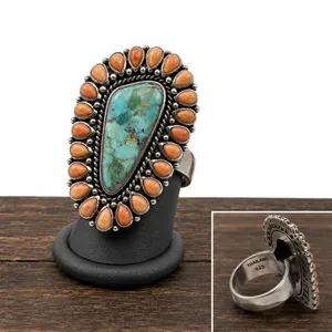 BARSE Southwestern Style Oversized Sterling Silver Turquoise Spiny Oyster Ring thumbnail 10