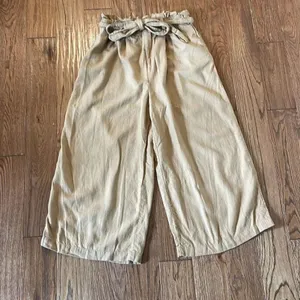 Forever 21 linen blend tan wide leg tie waist pant thumbnail 2