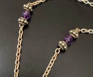Vintage Handcrafted 925 Sterling Silver Amethyst Cabochon Pendant 18” Necklace thumbnail 9