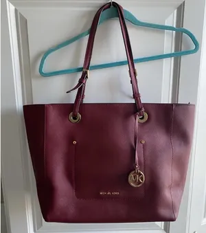 Michael Michael Kors East West Walsh Large Tote Bag Purse Burgundy Leather thumbnail 1