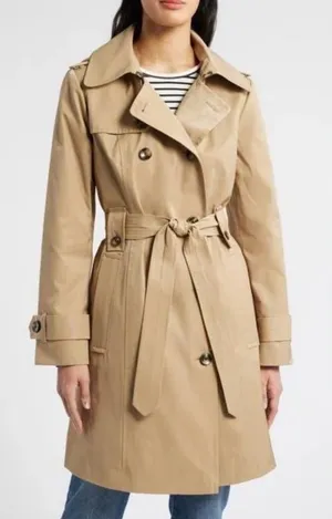 London Fog Heritage Belted Hooded Trench Coat Tan XS thumbnail 1