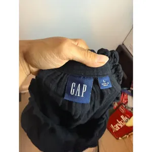 Gap Black Gauze Cotton Ruffle Neck Blouse thumbnail 3