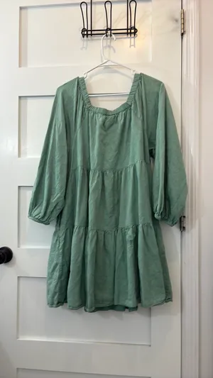 Universal Thread Blue Green Turquoise Long Sleeve Dress Square Neck thumbnail 7