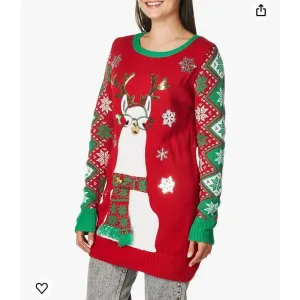 Isela Multicolor Llama Pullover Ugly Christmas Sweater Womens Size Large‎ thumbnail 2