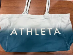 Athleta Tote Bag Gym Blue Ombre Large Cotton Canvas Shopping Bag thumbnail 1