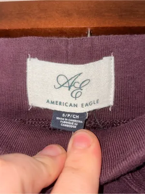 American Eagle Fleece Sweat Shorts Dark Plum Purple Size S thumbnail 2