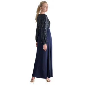 DKNY Womens Sequin Embellished Blouson-Sleeve Gown ED4EZA01 Spring Navy 4 thumbnail 7