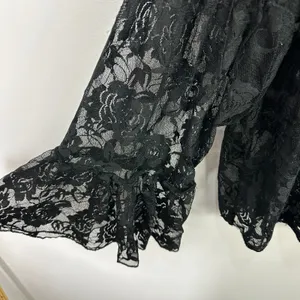 Shannon Ford New York S Black Lace Sheer Bell Sleeve Top Whimsigoth Fairy Grunge thumbnail 3