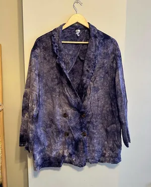 Anthropologie Amadi Hilde Shine Oversize Lightweight Tie Dye Linen Blazer SizeXL thumbnail 2