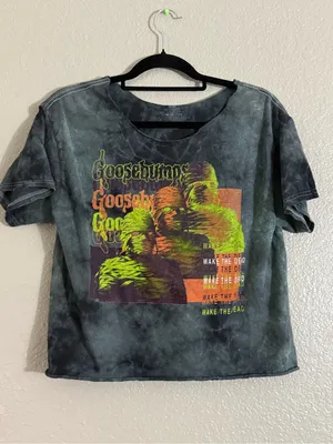 Goosebumps Wake the Dead Mummy Acid Wash Raw Hem Crop Tee Size M thumbnail 5