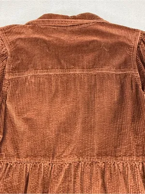 American Eagle Brown Corduroy Tiered Shirt Dress XS Button Front Fall thumbnail 4
