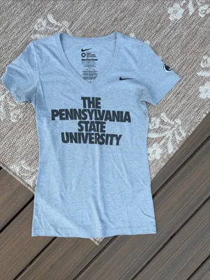 Nike Women’s Light Gray Penn State V-Neck Tee thumbnail 1