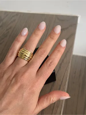 Anine Bing Chunky Ribbed Ring in 14k Gold thumbnail 3