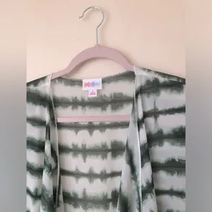 Lularoe Shirley women’s Kimono White With Green Tie Dye Sheer Chiffon Size S thumbnail 8
