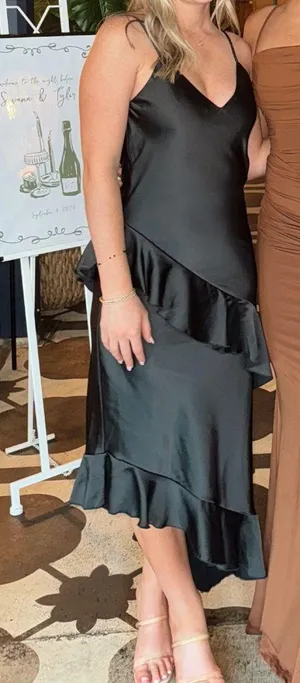 Gianni Bini Black Ruffle Midi Dress thumbnail 1