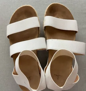 White Women's Elastic Strap Sandals Size 7 thumbnail 1