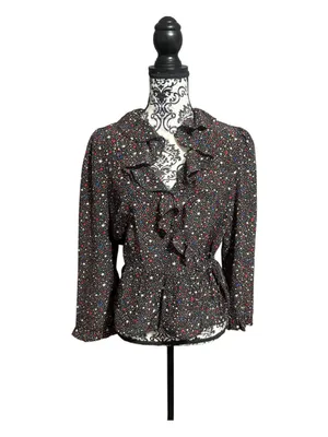 MADEWELL Silk Ruffle-Hem Wrap Top in Starry Night thumbnail 2