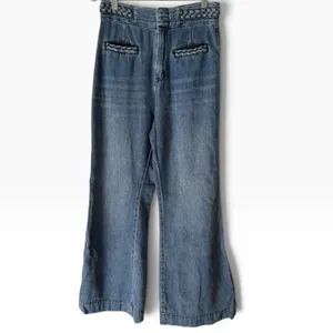 Free People High Rise Wide Leg Braided Jeans Women’s Size 28 Medium Blue thumbnail 2