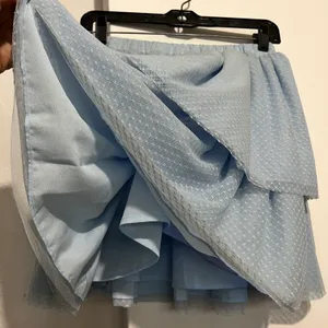 Hill House The Clara Tulle Tiered Dotted Mini Skirt Powder Blue Women Small thumbnail 7