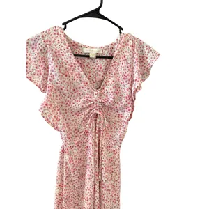 Monteau Womens XS Pink Floral Ruched Flutter Mini Dress Kentucky Derby‎ Feminine thumbnail 3