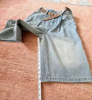 Light Wash Denim Bermuda Shorts High Rise Original Design Carpenter Belt NWT M thumbnail 4