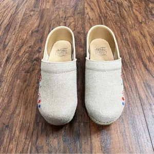 Dansko • Jute Pro clogs vegan Linen Embroidered Natural burlap platform slip on thumbnail 3