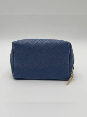 Missoni Small Travel Cosmetic Pouch Delta One Collection Toiletry Bag Blue Gold thumbnail 3